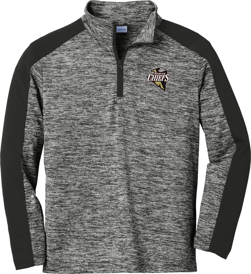 Mercer Chiefs Youth PosiCharge  Electric Heather Colorblock 1/4-Zip Pullover