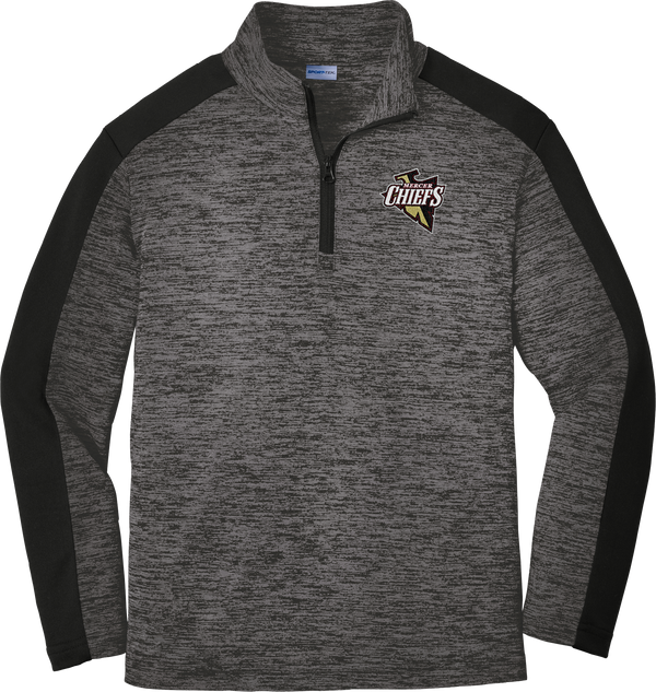Mercer Chiefs Youth PosiCharge  Electric Heather Colorblock 1/4-Zip Pullover